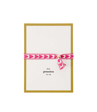 Zusss Ansichtkaart Armbandje Hartjes - Roze
