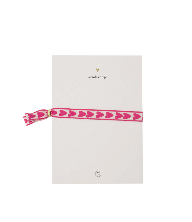 Zusss Ansichtkaart Armbandje Hartjes - Roze