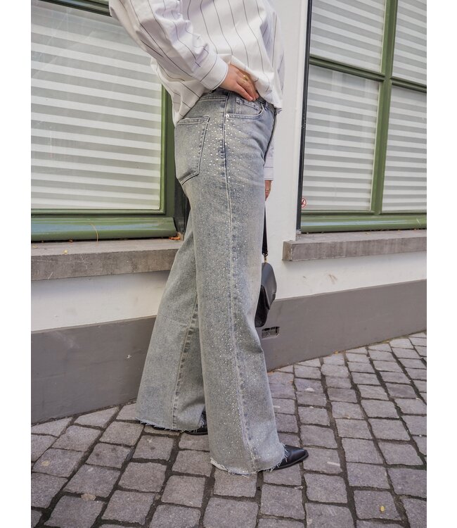 Catwalk Junkie Loose Fit Jeans with Strass - Tinted Blue