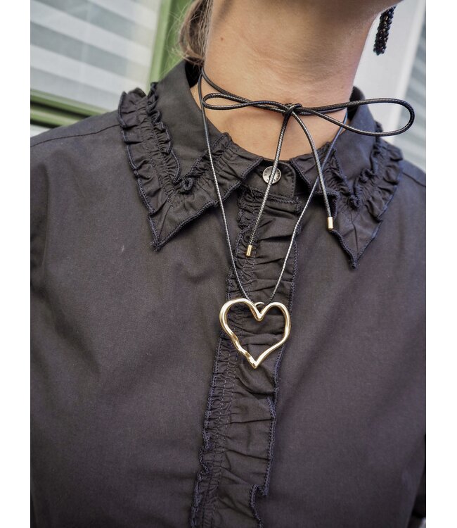 Color Club Ketting Rope Heart - Black/Gold