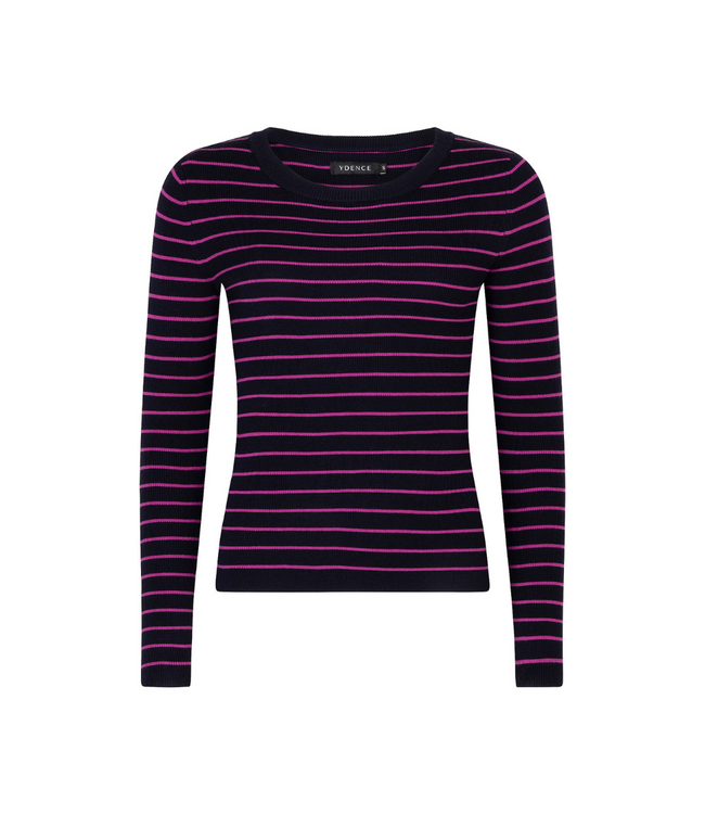 Ydence Knitted Top Devina - Navy/Fuchsia Purple