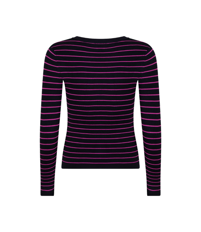 Ydence Knitted Top Devina - Navy/Fuchsia Purple