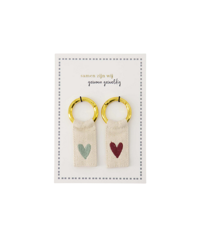 Zusss Ansichtkaart Sleutelhangers - Wit/Rood/Grijsblauw