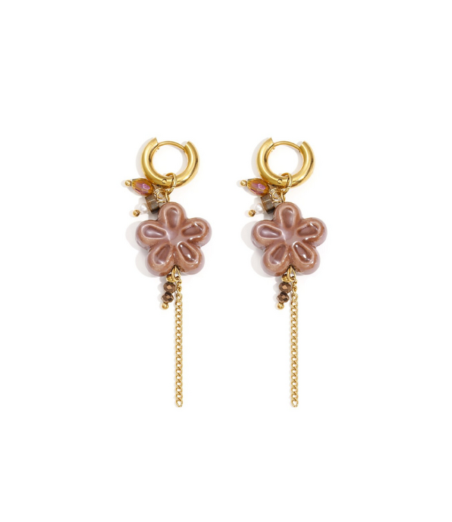 Color Club Oorbellen Flory Long - Brown