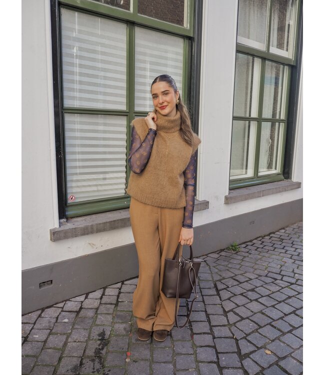 Moss Copenhagen Macy Michelle High Waist Pants - Toasted Coconut Melange