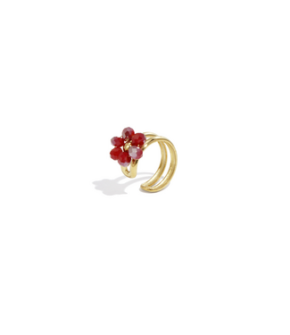 Earcuff Flowery - Wine Red/Gold
