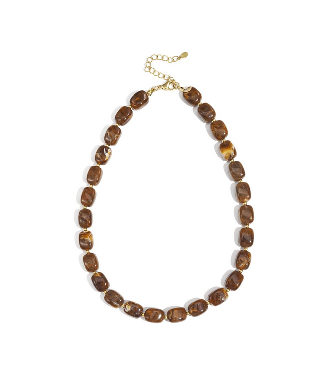 Color Club Ketting Bold Beads - Marble Brown