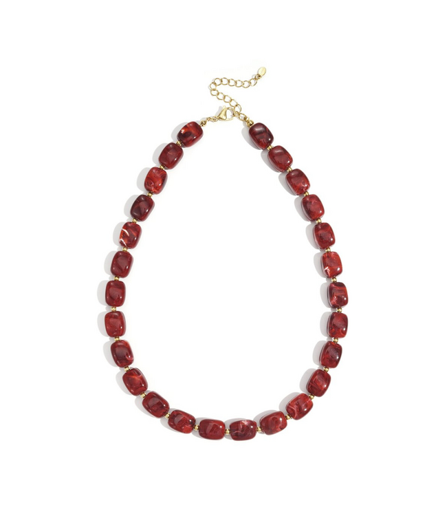Color Club Ketting Bold Beads - Marble Crimson Red