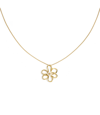Ketting Open Flower - White/Gold