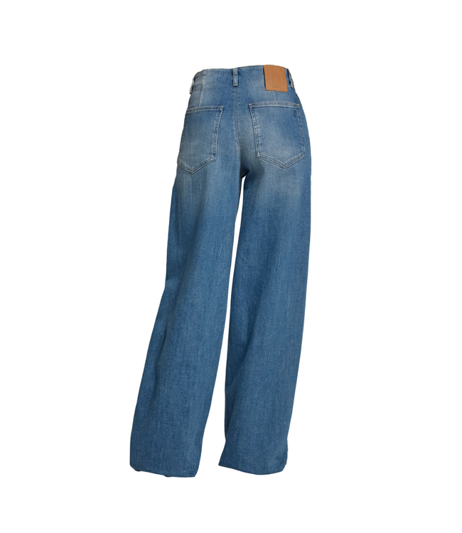Denim Like Us Goldgarn Wallstadt Twisted Wide Leg - Mid Blue