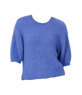 Zusss Fluffy Trui met Ronde Hals - Sporty Blue