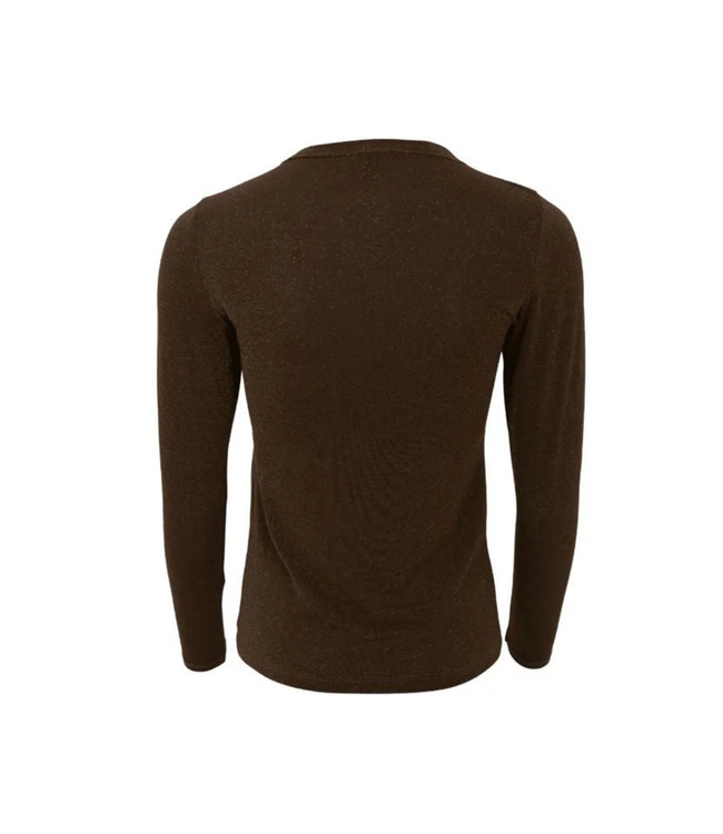 Black Colour Faye Lurex Blouse - Chocolate