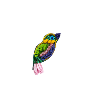 Biba Broche Bird - Green/Light Pink