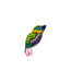 Biba Broche Bird - Green/Light Pink
