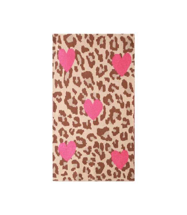 Color Club Sjaal Casual Heart - Camel Leopard