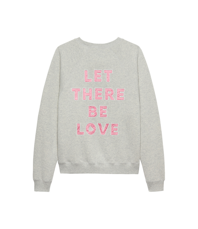Catwalk Junkie Graphic Sweater - Light Grey Melange/Light Pink