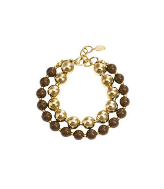Armband Double Beads - Dark Brown