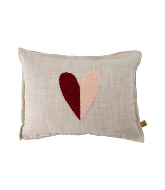 Zusss Kussen Hartje 35x25 - Naturel/Roze/Rood