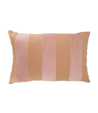 Zusss Kussen Streep Katoen/Velvet 60x40cm - Roze