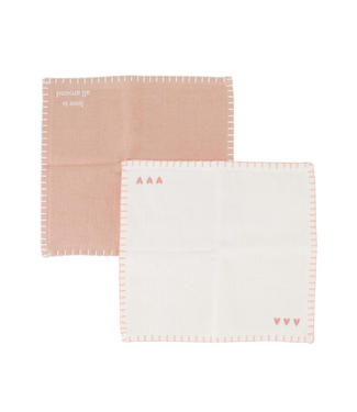 Zusss Set van 2 Vaatdoekjes Hartjes Love Is All Around - Off White/Roze