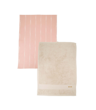 Zusss Keukenset Streep Hartjes - Multicolor/Zand