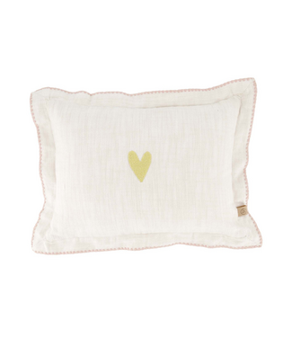 Zusss Kussen Hartje Rand Gestikt 35x25cm - Off White/Goud