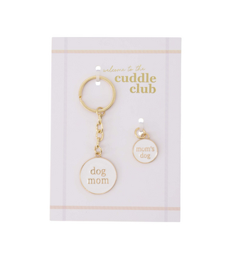 Zusss Ansichtkaart Sleutelhanger/Penning Dog Mom - Wit/Oker