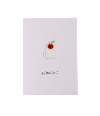 Zusss Wenskaart Broche Gefelicitaart - Wit/Roze/Rood