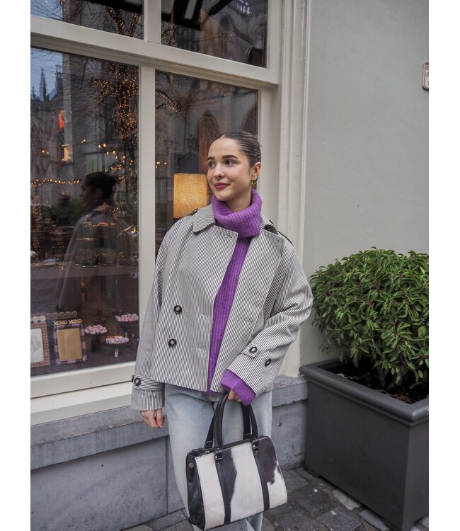 MbyM Becker Blazer - Black Beige Stripe