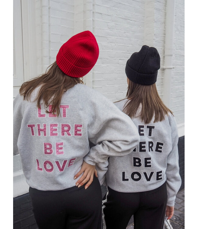 Catwalk Junkie Graphic Sweater - Light Grey Melange/Light Pink