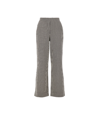 Zusss Gestreepte Broek met Structuur - Off White/Zwart