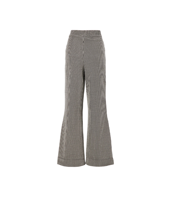 Zusss Gestreepte Broek met Structuur - Off White/Zwart