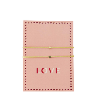 Zusss Ansichtkaart Vriendschapsarmbandjes Love - Roze/Rood