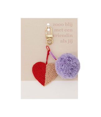 Zusss Ansichtkaart Tashanger Pompon Hart Zo Blij - Multicolor