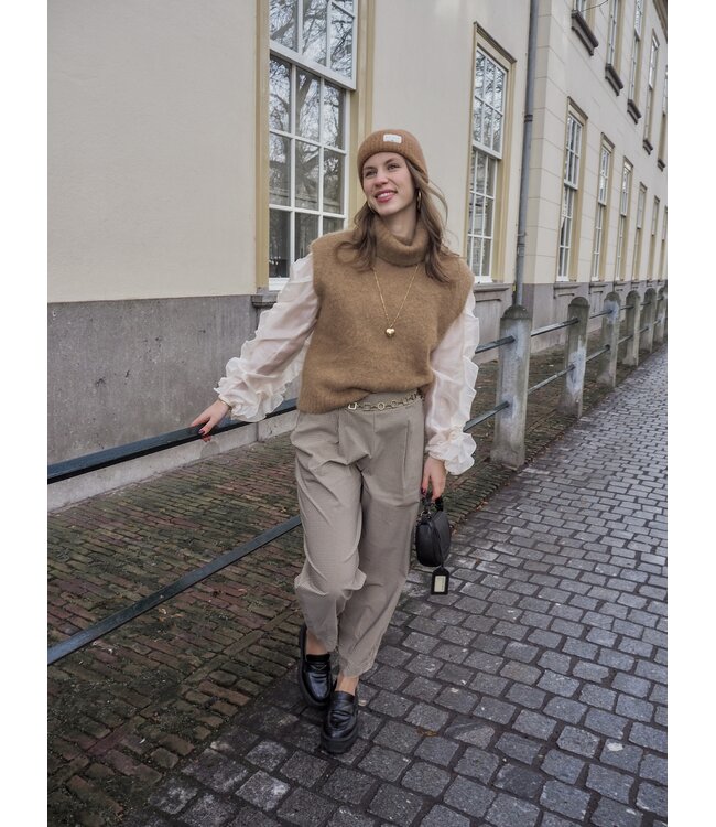 Black Colour Davina Art Barrel Pant - Brown