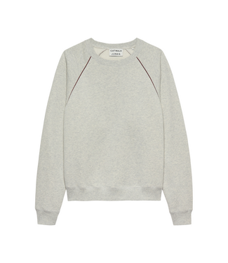 Catwalk Junkie Graphic Sweater with Piping - Light Grey Melange
