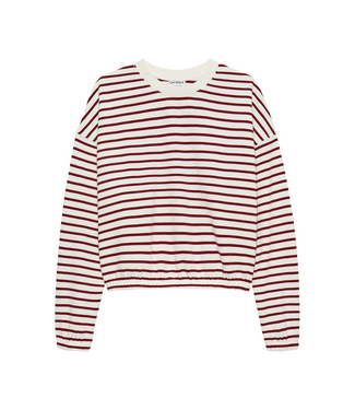 Catwalk Junkie Striped Sweater with Elastic Hems - Rhubarb