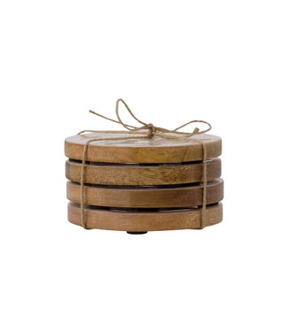 Zusss Set van 4 Onderzetters Parelmoer Hartje - Wit/Goud