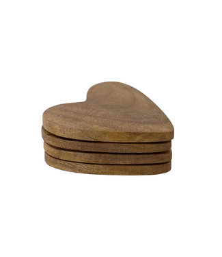 Zusss Set van 4 Onderzetters Hart - Naturel