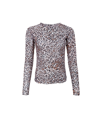 Black Colour Annie Shimmer Mesh Blouse - Leopard
