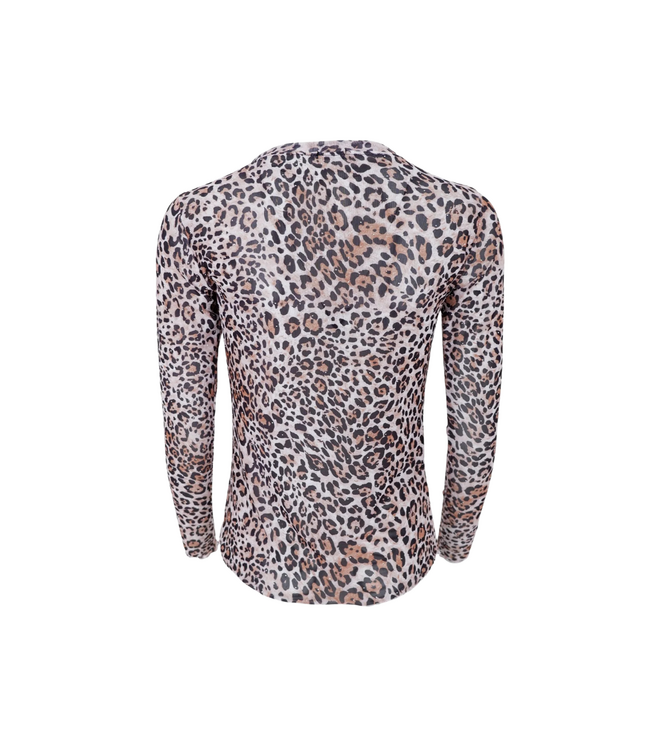 Black Colour Annie Shimmer Mesh Blouse - Leopard