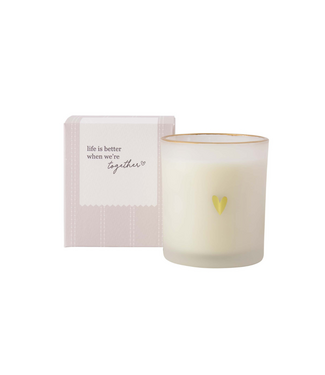 Zusss Geurkaars Glas in Doosje Life is Better - Wit/Goud/Zand