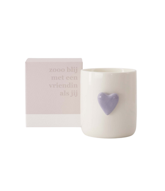 Zusss Geurkaars Keramiek Hart in Doosje Zo Blij Met You - Wit/Lila/Zand