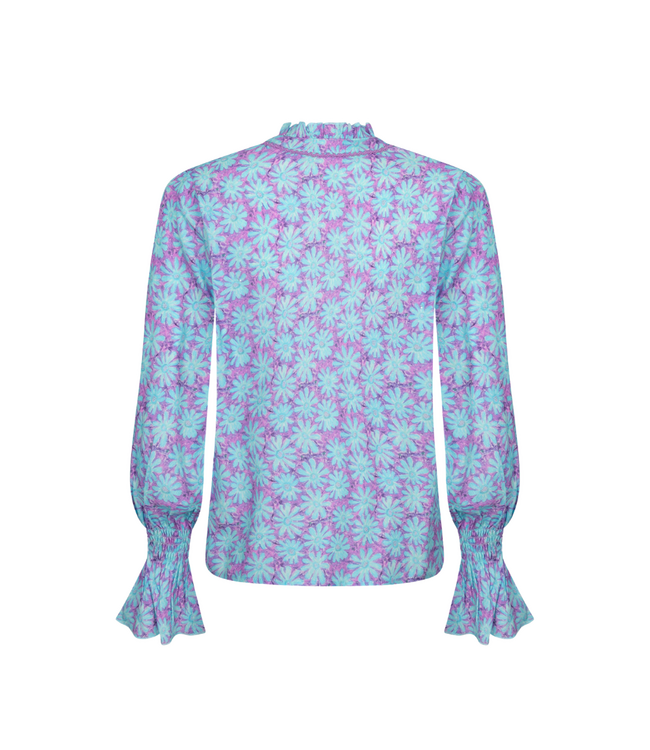 Ydence Blouse Francesca - Turqouise Flower