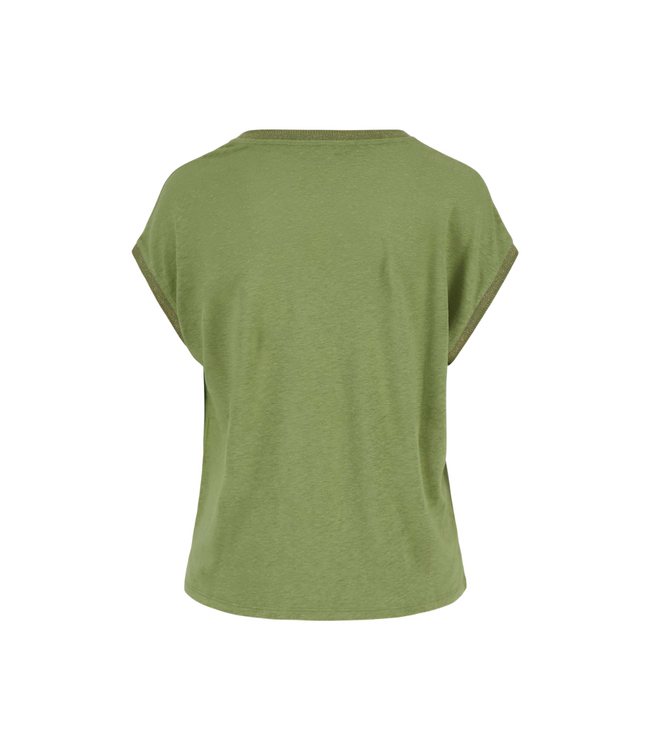 Zusss V-Hals Top met Lurex Boord - Light Mossgreen