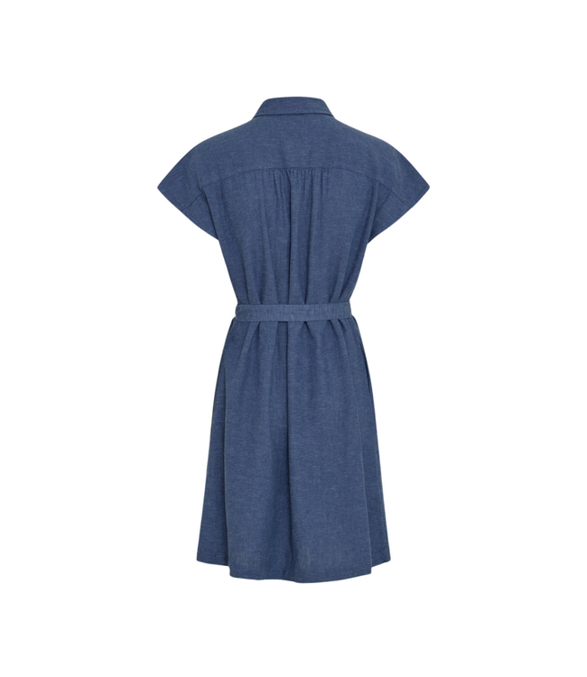 Moss Copenhagen Viana Ginia Short Sleeve Shirt Dress - Vintage Indigo Melange