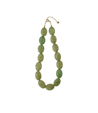 Zusss Ketting van Platte Kralen - Olive Green