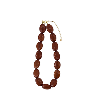 Zusss Ketting van Platte Kralen - Mid Brown