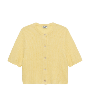 Catwalk Junkie Short Sleeve Knitted Cardigan - Mellow Yellow