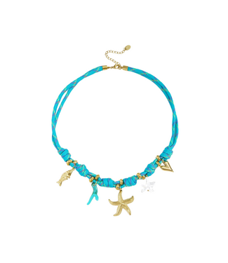 Ketting Rope Starfish - Gold/Blue